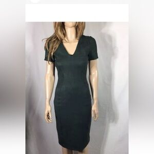 Mango Black V-Neck Sheath Midi Dress
